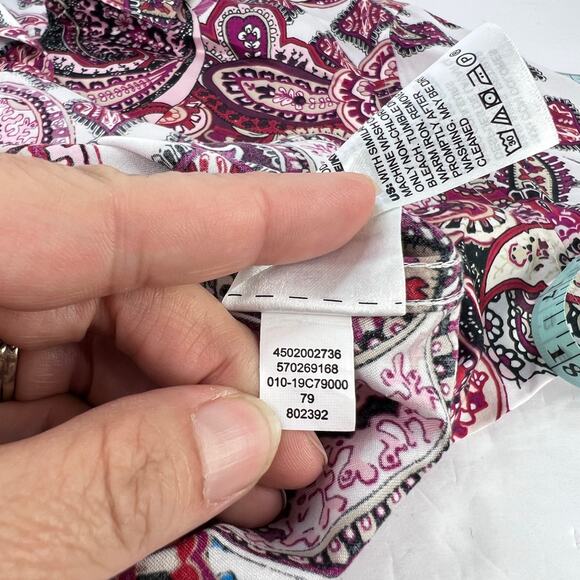 Chico's No-Iron Sateen Wing-Collar Shirt Women's Paisley Print Button Down Small - Picture 10 of 13